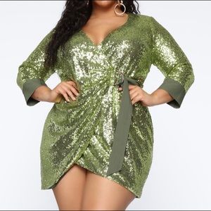 FashionNova: No Matter What Sequin Wrap Dress